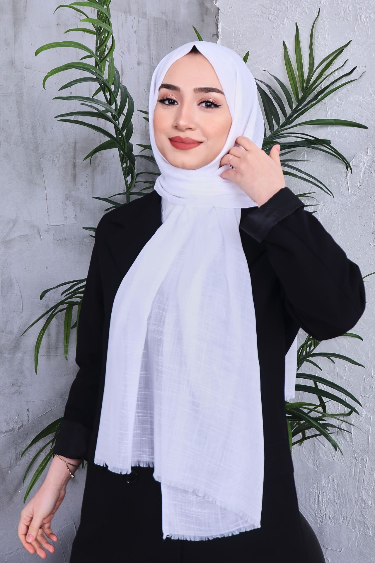 Flamlı Düz Renk Şal